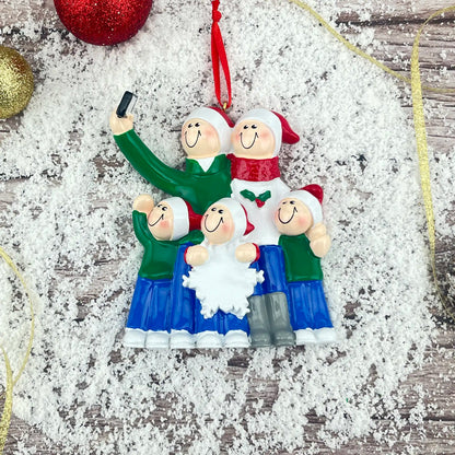 Adorno navideño Selfie Familiar de 5 