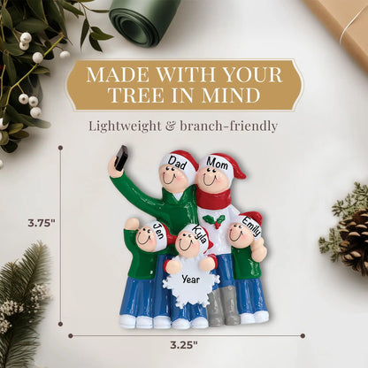 Adorno navideño Selfie Familiar de 5 