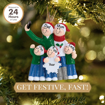 Adorno navideño Selfie Familiar de 5 