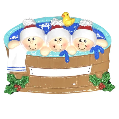 Hot Tub Family of 3 Christmas Ornament