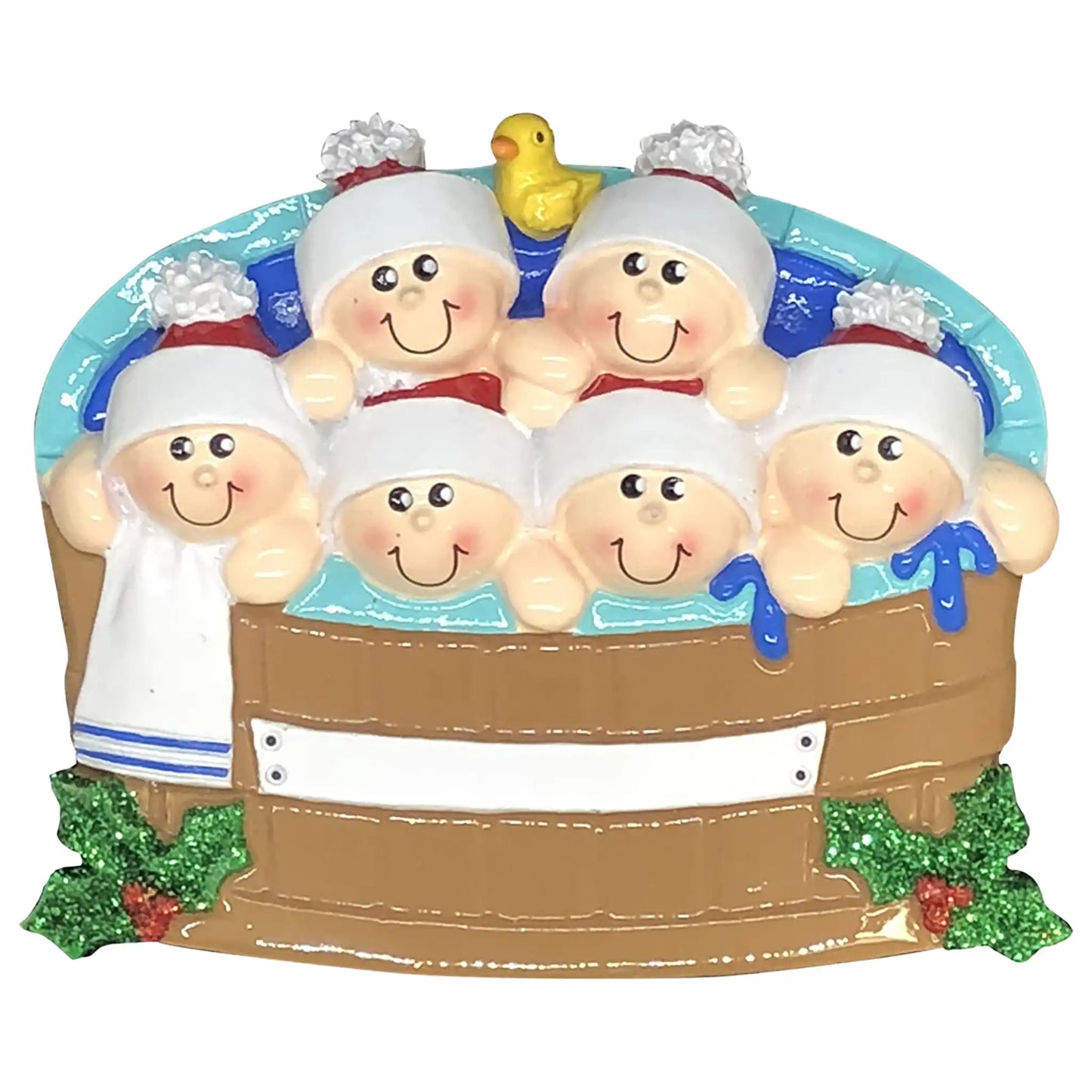 Hot Tub Family of 6 Christmas Ornament