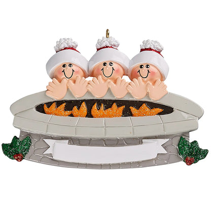 Fire Pit Family of 3 Christmas Ornament