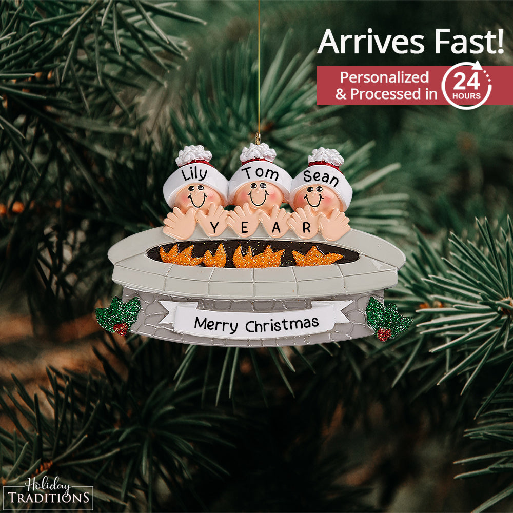 Fire Pit Family of 3 Christmas Ornament