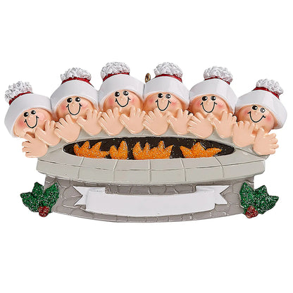 Fire Pit Family of 6 Christmas Ornament