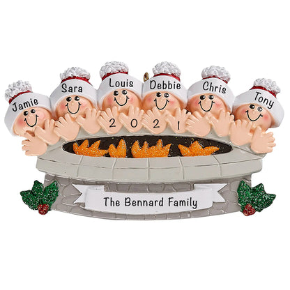 Fire Pit Family of 6 Christmas Ornament