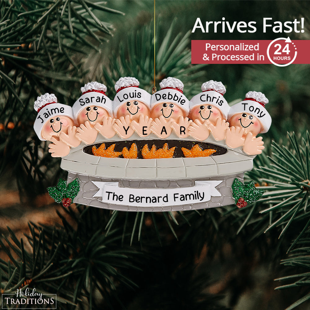 Fire Pit Family of 6 Christmas Ornament