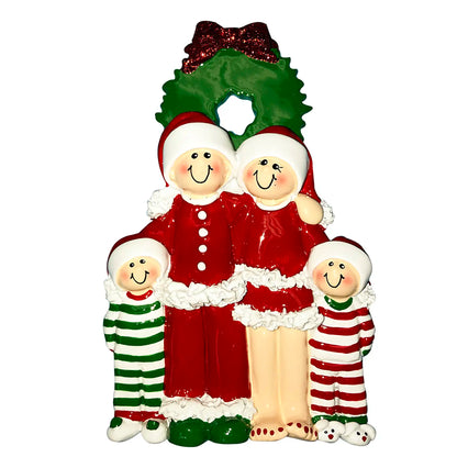 Christmas Pajama Family of 4 Ornament