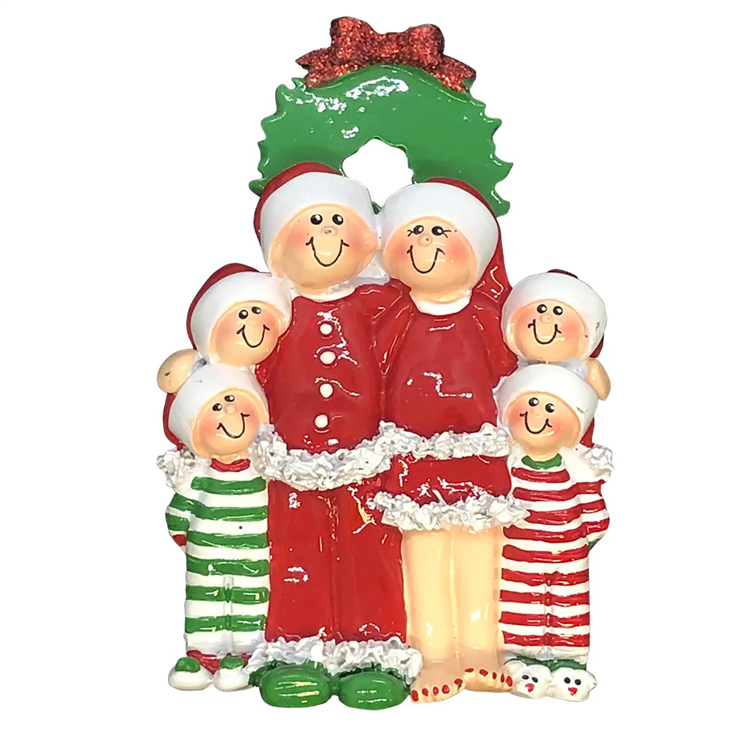 Christmas Pajama Family of 6 Christmas Ornament