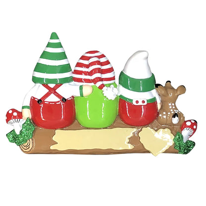 Gnome Family of 3 Christmas Ornament