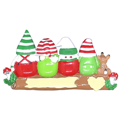 Gnome Family of 4 Christmas Ornament