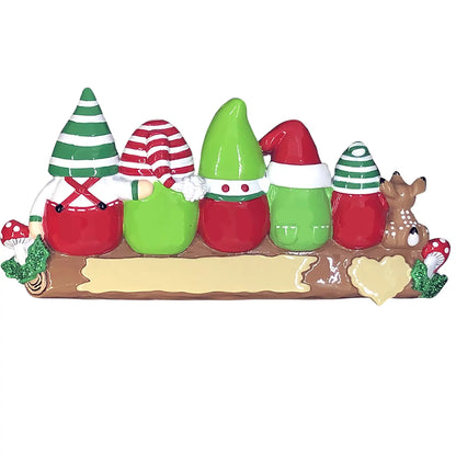 Gnomes Family of 5 Christmas Ornament