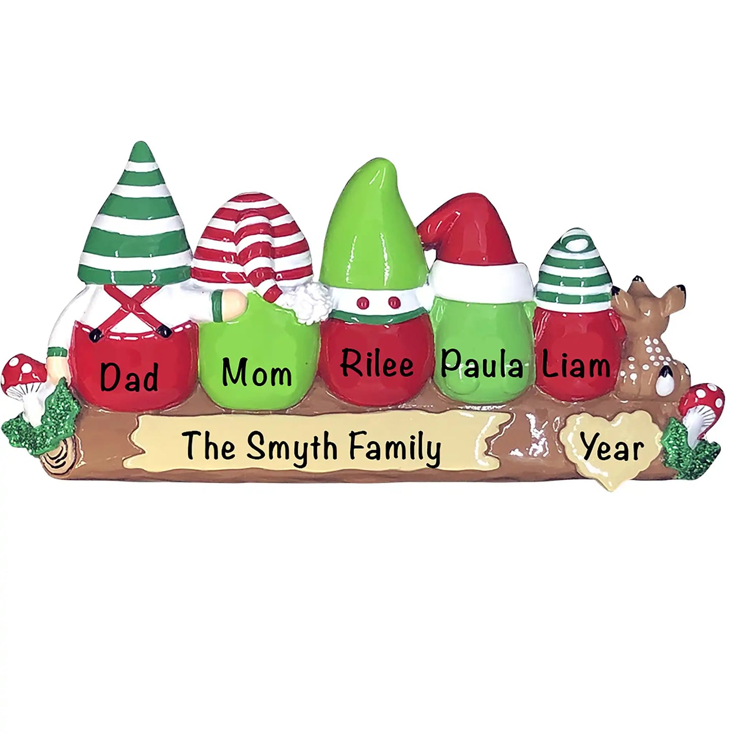 Gnomes Family of 5 Christmas Ornament