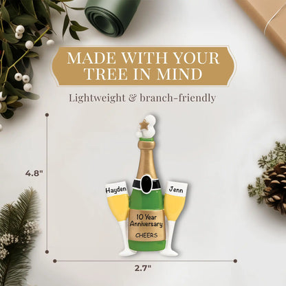 Adorno personalizado de celebración de champán 