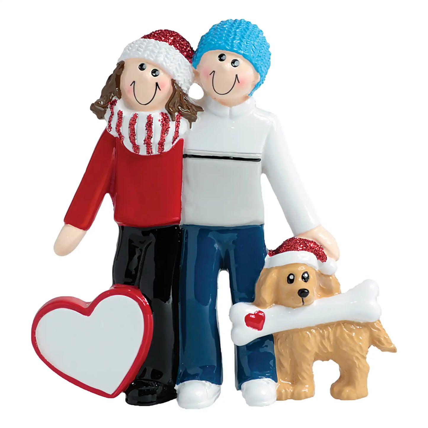 Winter Couple with Dog Christmas Ornament