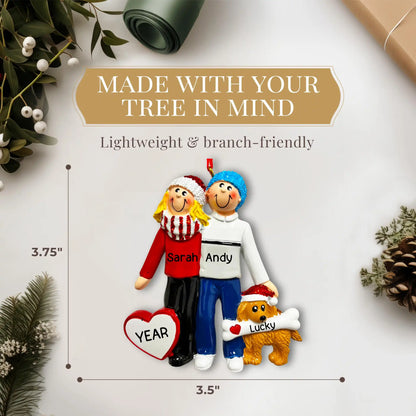 Adorno personalizado de pareja con perro - Rubio