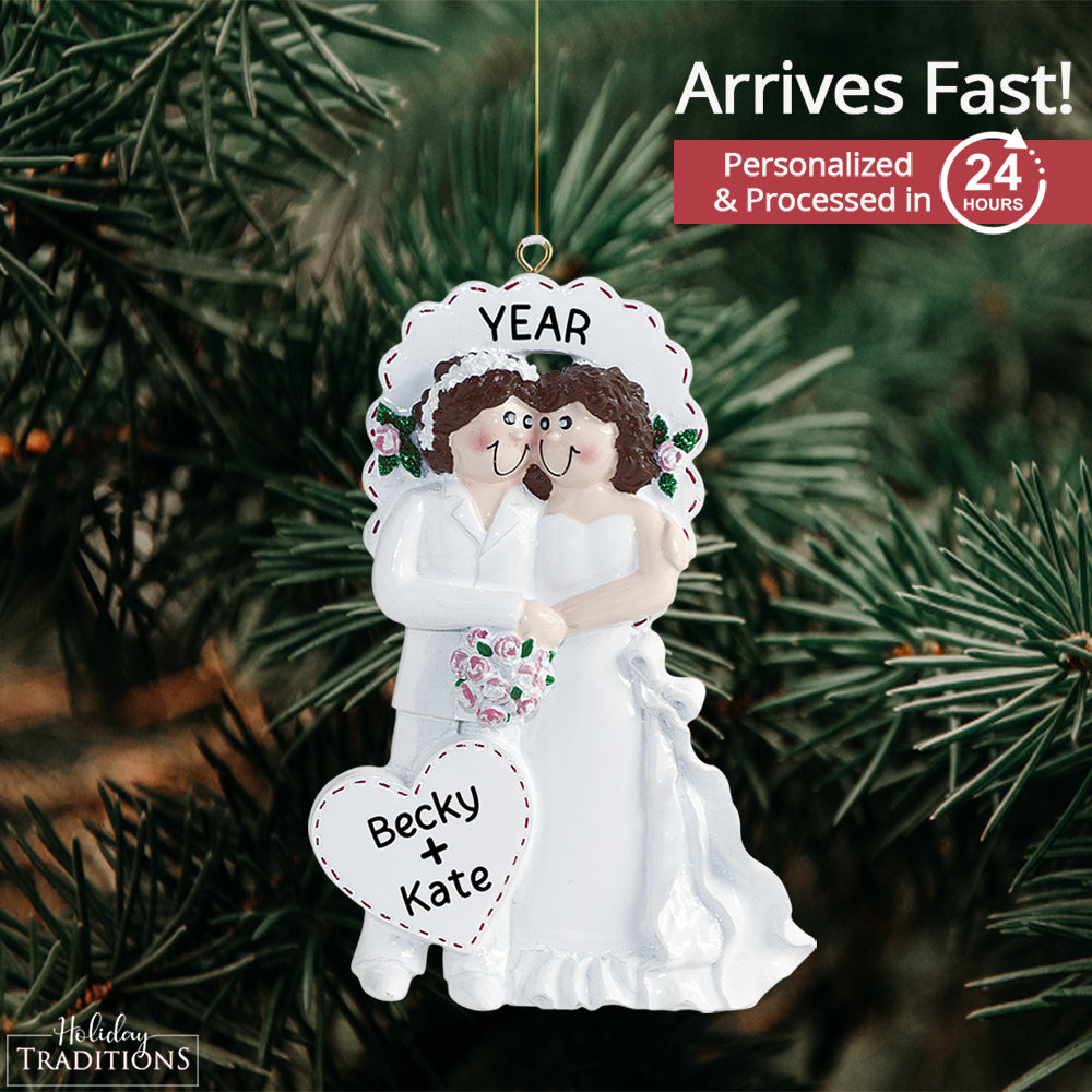 Lesbian Wedding Christmas Ornament