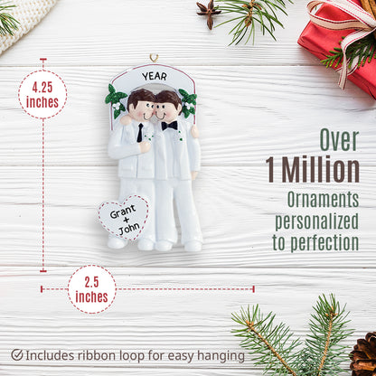 Gay Couple Male Wedding Christmas Ornament