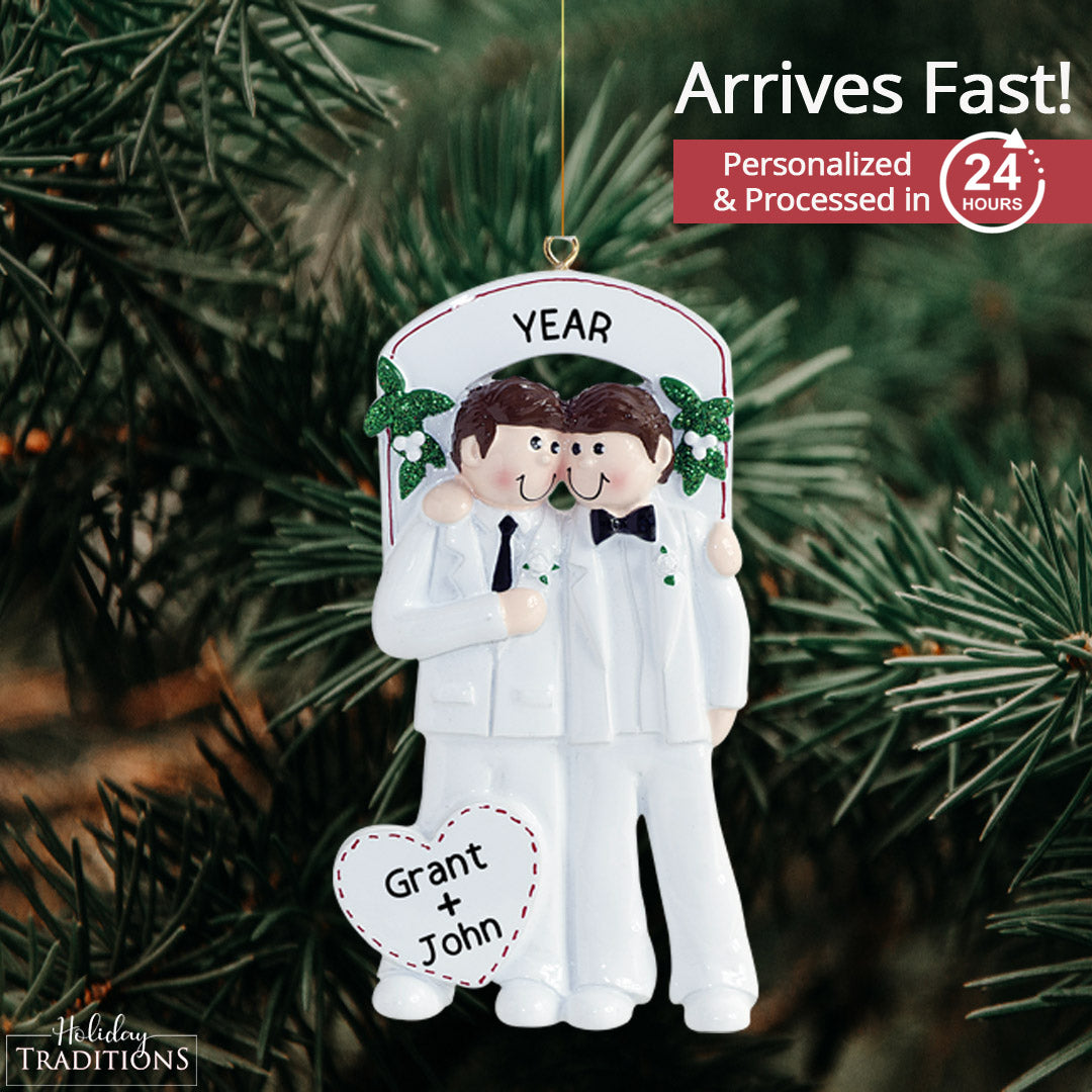 Gay Couple Male Wedding Christmas Ornament