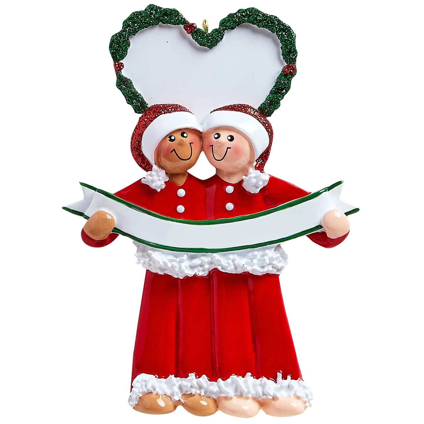 Interracial Couple PJs Christmas Ornament