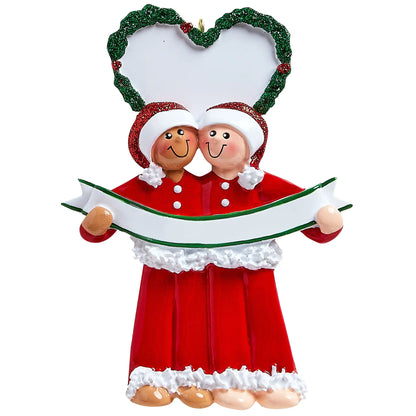 Interracial Couple PJs Christmas Ornament