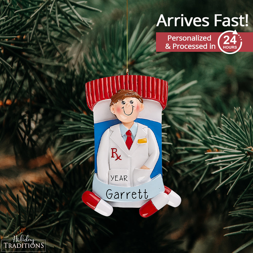 Pharmacist Guy Christmas Ornament