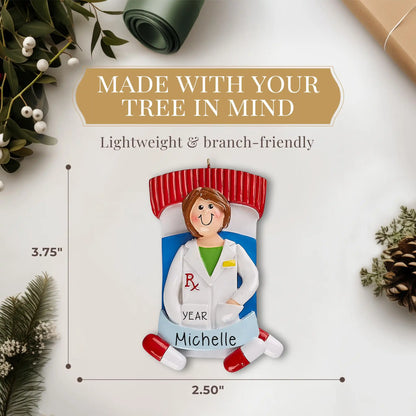Adorno personalizado de mujer farmacéutica 