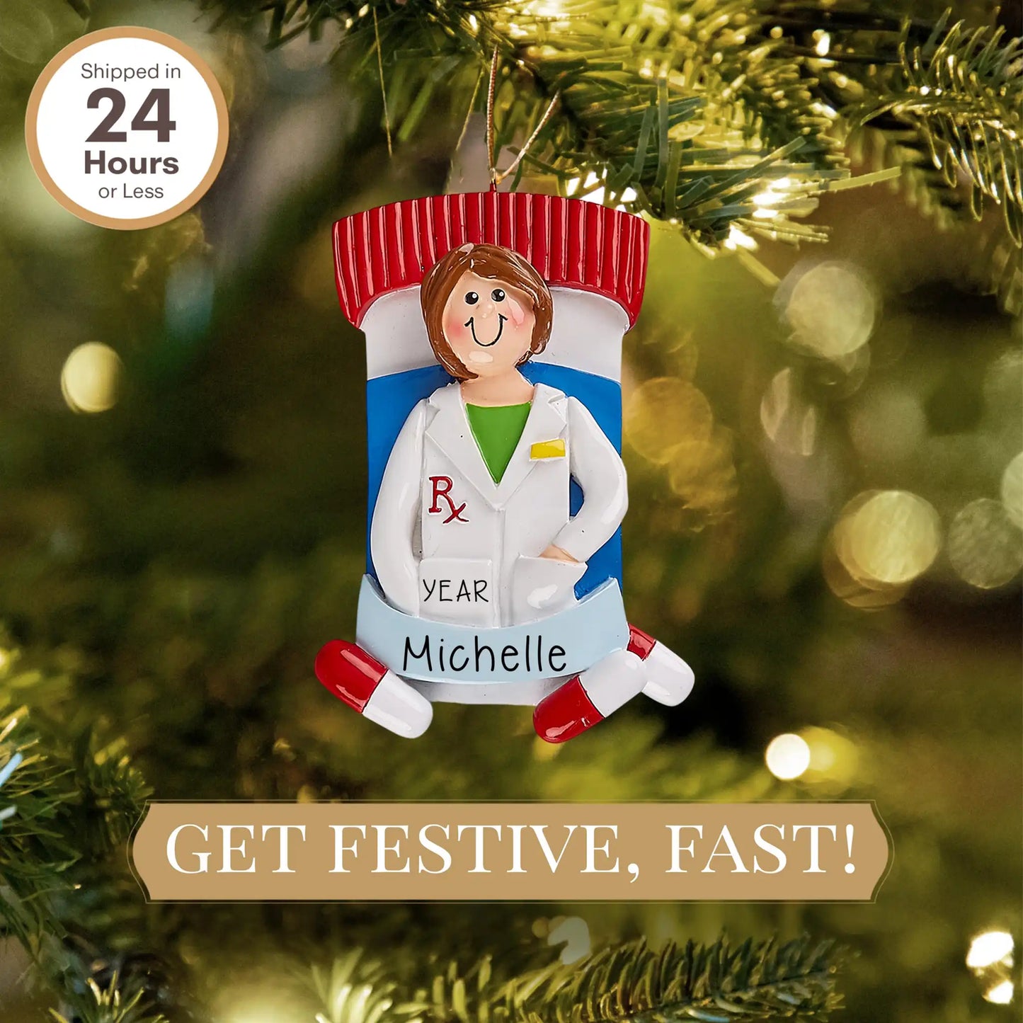 Adorno personalizado de mujer farmacéutica 