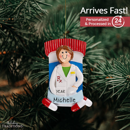 Pharmacist Woman Christmas Ornament