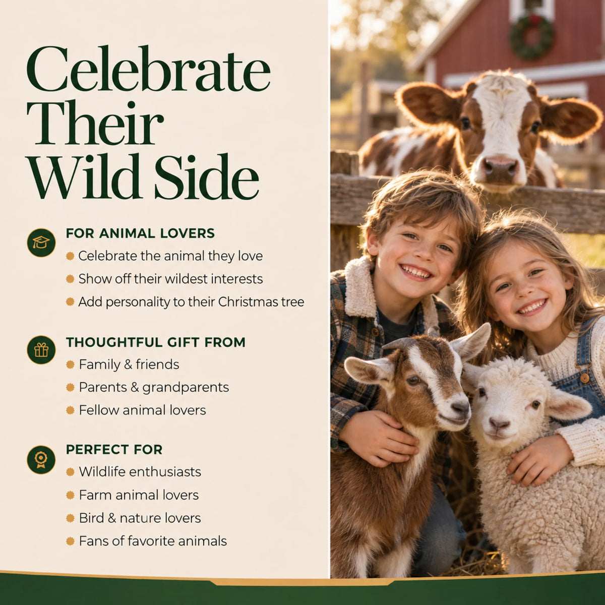 Celebrate their wild side with a personalized fox christmas ornament