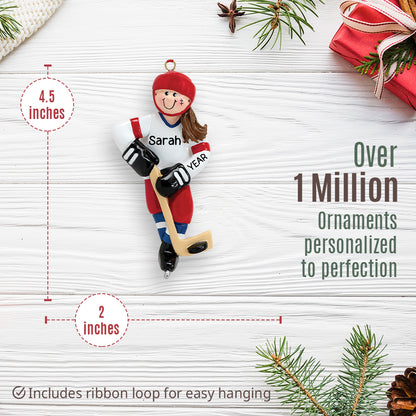 Ice Hockey Girl Christmas Ornament