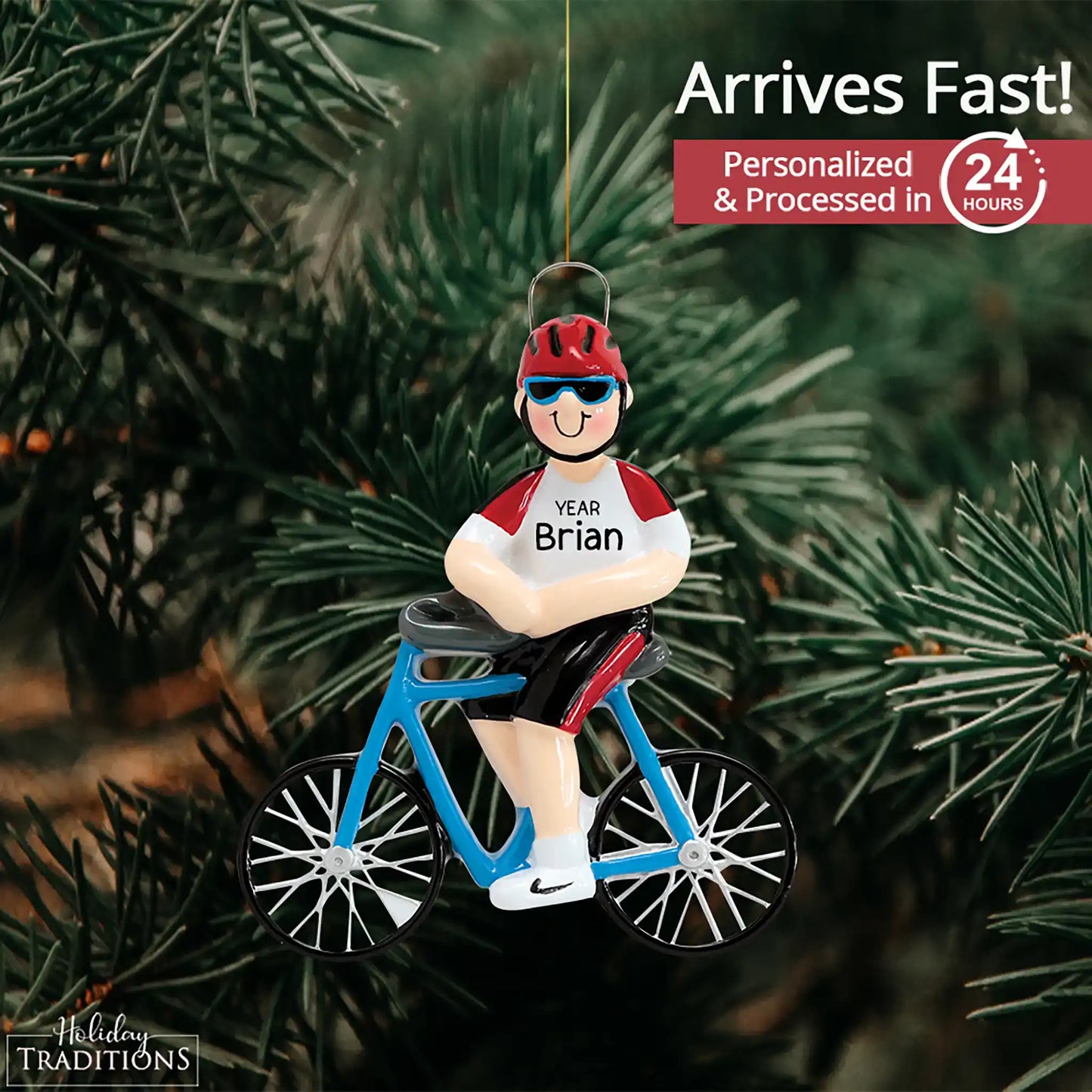 Cycling Personalized Ornament - Guy