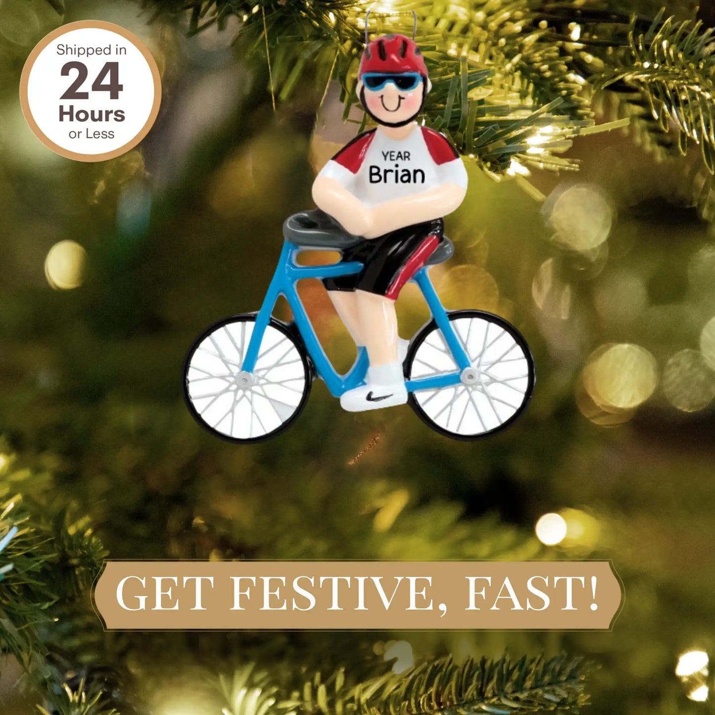 Cycling Personalized Ornament - Guy