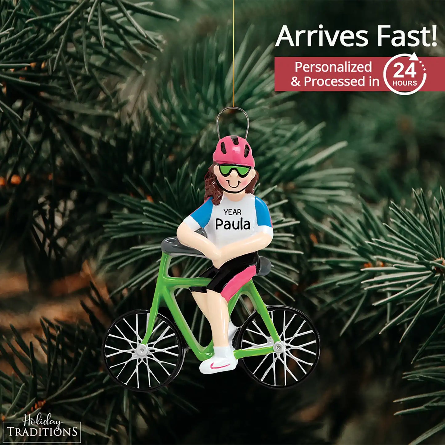 Bicycle Personalized Ornament - Girl