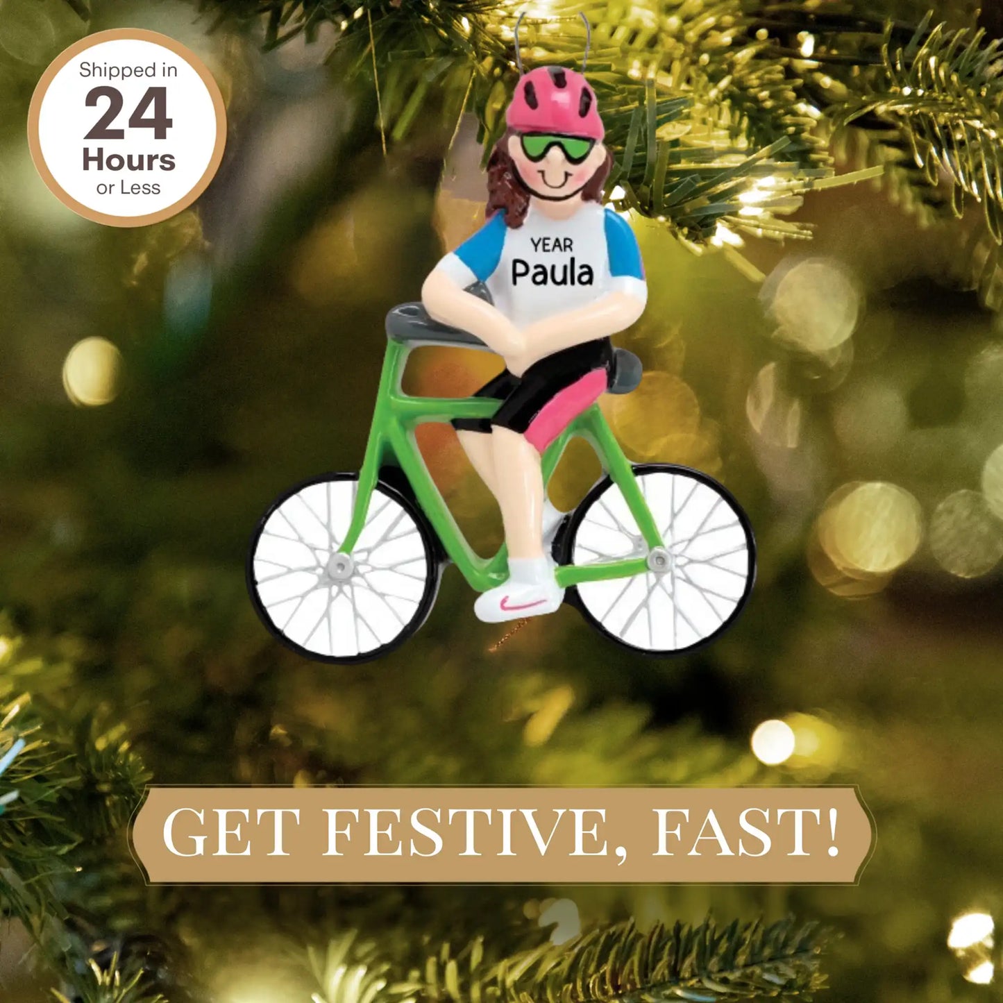 Bicycle Personalized Ornament - Girl