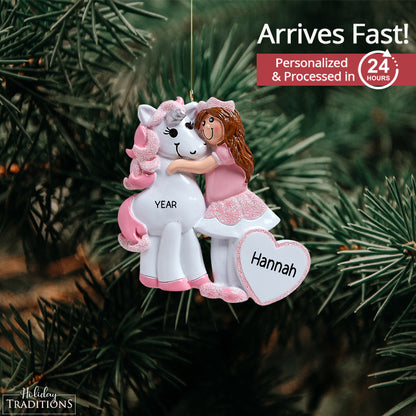 Princess & Unicorn Christmas Ornament