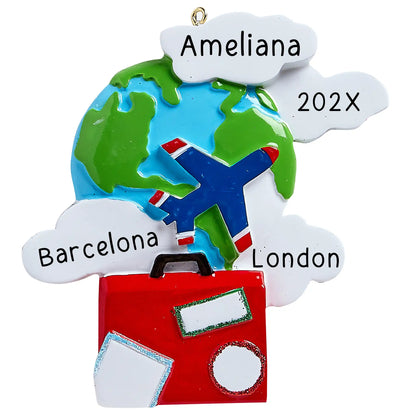 World Traveler Personalized Ornament