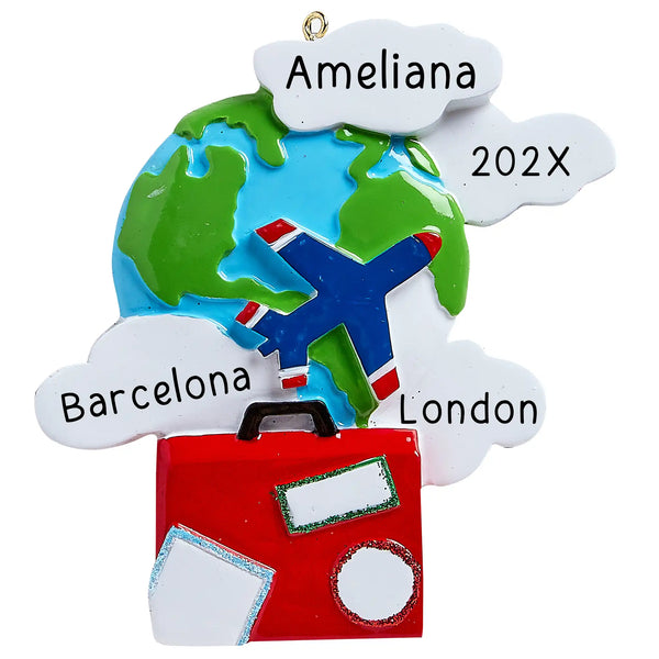 World Traveler Personalized Christmas Ornament
