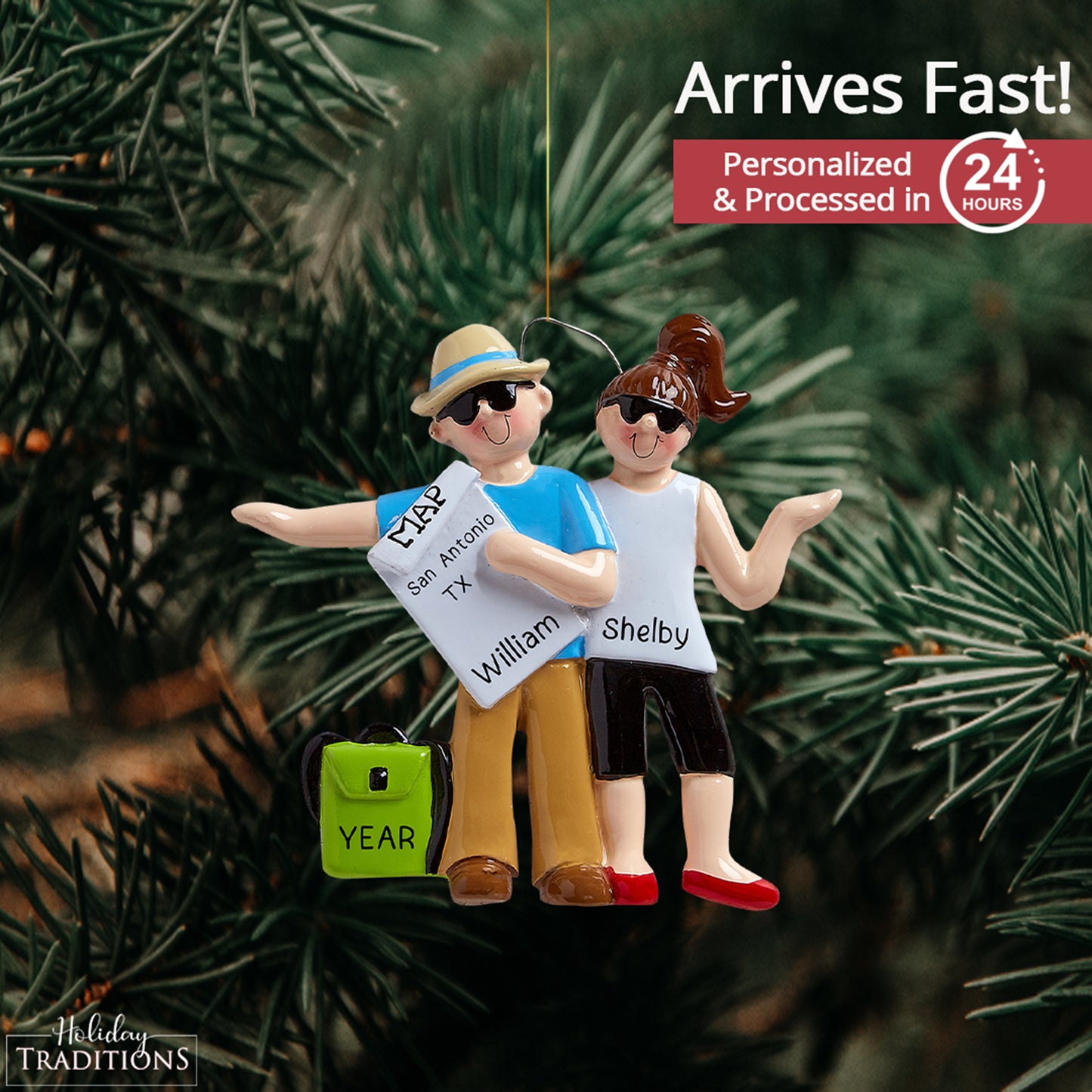 Travel Couple Christmas Ornament