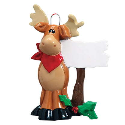 Moose with Sign Christmas Ornament