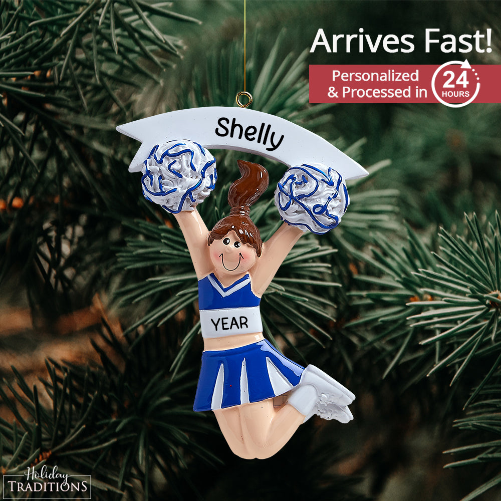 Cheerleader Blue Christmas Ornament