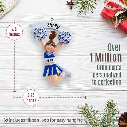 Cheerleader Blue Christmas Ornament