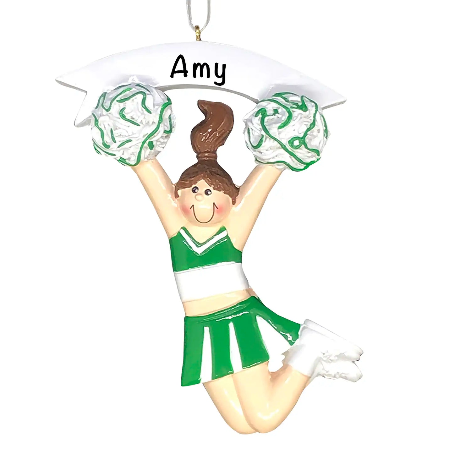 Cheerleader Green Christmas Ornament