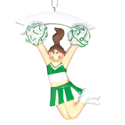 Cheerleader Green Christmas Ornament