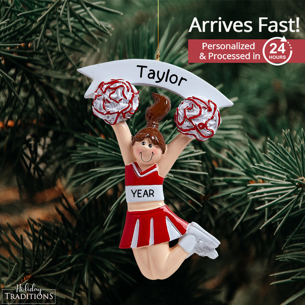 Cheerleader Red Christmas Ornament