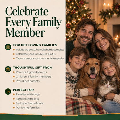 Celebrate every family member, personalized family of 5 with black dog christmas ornament for pet families
