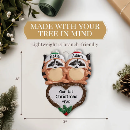 Raccoon Couple Christmas Ornament