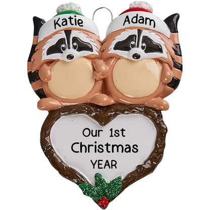 Raccoon Couple Christmas Ornament