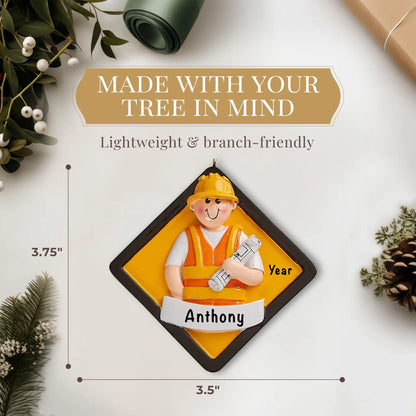 Construction Worker Personalized Ornament