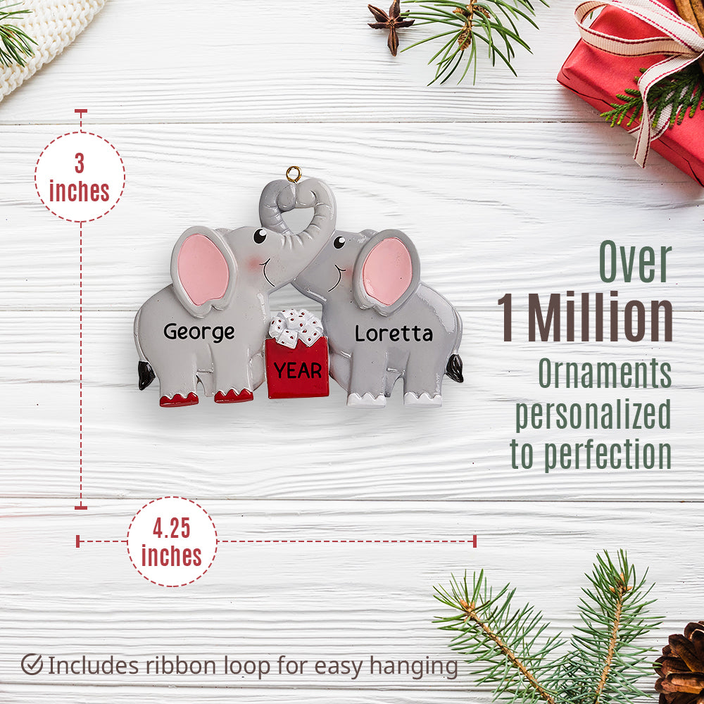 Elephant Love Couple Christmas Ornament