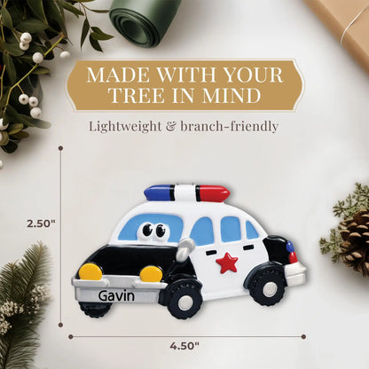 Adorno navideño de juguete de coche de policía 